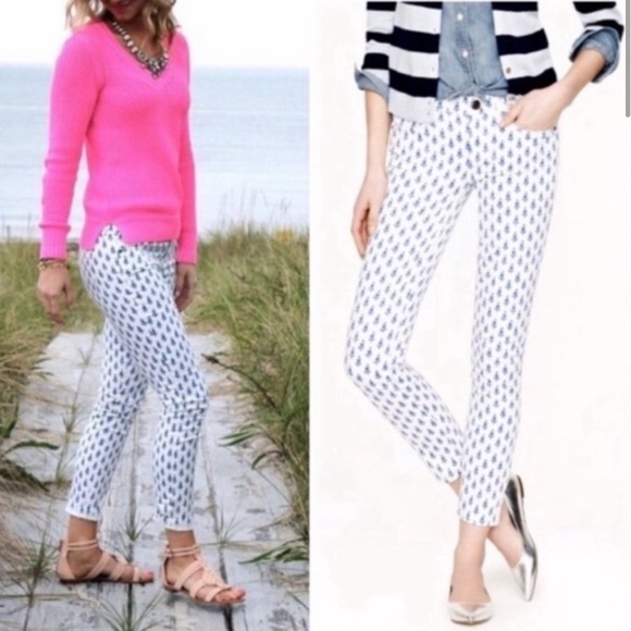 J. Crew Toothpick Jeans in Thistle pattern - white/blue - Picture 2 of 6